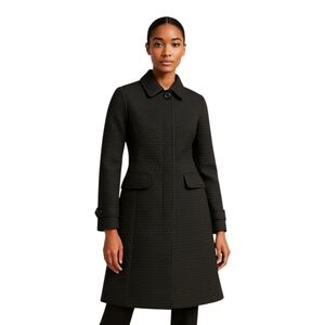 Banana Republic Quilted Circle Black Dress Coat‎ Sz S | Minimalist Fall Layer